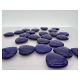 Blue Heart-Shaped Stones - Decorative Pebbles with Stone Bowl