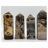 Polished Stone Obelisk Towers - Banding in Black, Tan & Gray