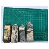 Polished Stone Obelisk Towers - Banding in Black, Tan & Gray