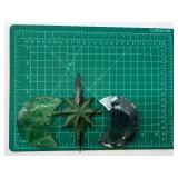 3-Piece Carved Green Jade Crescent Moons with Star