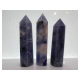 Sodalite Obelisk Towers - Purple Blue Crystals for Display (3 Pack)
