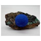 Azurite Malachite Towers Set of 5 & Blue Azurite Sphere on Rock