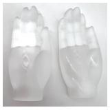 Selenite Carved Stone Hands Pair