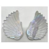 Pair of Selenite Stone Angel Wings - Carved Stone Decorative Sculpture