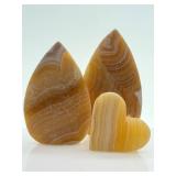 Orange Calcite Heart & Teardrop Stones - 3-Piece Set