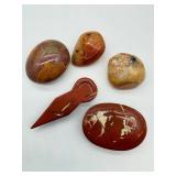 Agate Stones & Red Carved Goddess - Polished, Assorted Colors