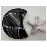 Agate Crescent Plate & White Marble Star Sculpture (2-Piece Set)