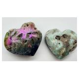 Sphalerite Heart Stones & Egg-Shaped Stone on Stand