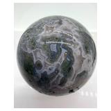Moss Agate Sphere - Green & Gray Dendritic Ball