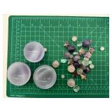 Amethyst & Rose Quartz Stone Spheres & Star Shapes with 3 Stone Bowls