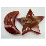 Red Band Agate Crescent Moon & Star Set