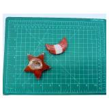 Red Band Agate Crescent Moon & Star Set