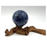 Sodalite Sphere on Driftwood Stand