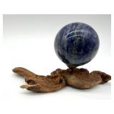 Sodalite Sphere on Driftwood Stand