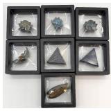 Carved Stone Figurines - Lotus Flower, Winged Motif & Eye Pyramid Designs