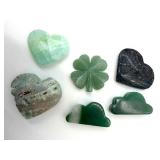 Variety of Stones including Jade - Hearts, Clover & Clouds (Lot of 6)