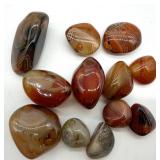 Polished Banded Agate Stones - 12 Pcs, Brown & Red Tones