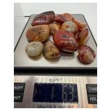 Polished Banded Agate Stones - 12 Pcs, Brown & Red Tones