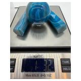 Blue Dyed Agate Sphere on Driftwood Base - 2 Dyed Agate Obelisks