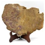 Natural Agate Slab - Purple Banding & Gold Tones, 7 lb on Display Stand