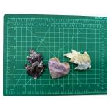 Amethyst Heart & Leaf Stones (Lot of 3)