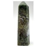 Moss Agate Obelisk & Teardrop Pair - Green Chalcedony Specimens