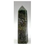 Moss Agate Obelisk & Teardrop Pair - Green Chalcedony Specimens