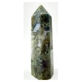 Moss Agate Obelisk & Teardrop Pair - Green Chalcedony Specimens