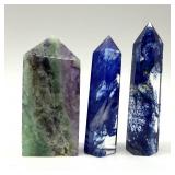 Fluorite & Blueberry Smelt Quartz Tower Points - 3 pcs