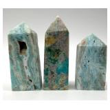 Larimar Obelisk Trio - Polished Blue Pectolite Towers (Lot of 3)