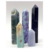 Quartz Crystal Tower Set - 5 Pieces, Assorted Colorful Points