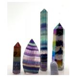 Fluorite & Aura Zebra Crystal Tower Points (Lot of 5)