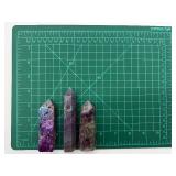 Fluorite, Sphalerite & Ruby Fuchsite Tower Points (Lot of 3)
