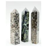 Jasper Obelisks & Ocean Jasper Orbicular Towers - 3-Piece Display Set