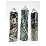 Jasper Obelisks & Ocean Jasper Orbicular Towers - 3-Piece Display Set