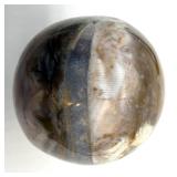 Polished Banded Agate Sphere on Driftwood Stand with Crystal Druzy