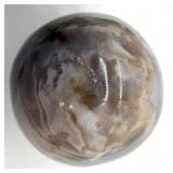 Polished Banded Agate Sphere on Driftwood Stand with Crystal Druzy