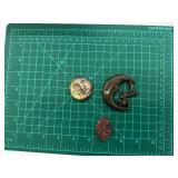 Hand-Carved Stone Pendants - Labradorite Moon Disc, Grapevine Oval & Crescent Ring (Lot of 3)