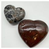 Dragon Blood Jasper & Sodalite Heart Stones (Lot of 2)