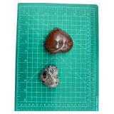Dragon Blood Jasper & Sodalite Heart Stones (Lot of 2)