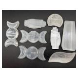 Carved Selenite Crystal Display Pieces - Hand Shape, Leaf Shape & Butterfly Forms