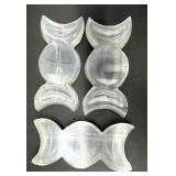 Carved Selenite Crystal Display Pieces - Hand Shape, Leaf Shape & Butterfly Forms