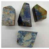 Lapis Lazuli Blocks & Blue Heart-Shaped Stone (Lot of 5)