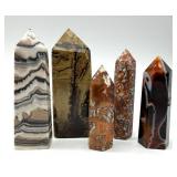 Stone Tower Points - 5-Piece Natural Obelisk Display Set
