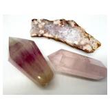 Rose Quartz Points & Quartz Geode - Natural Crystal Specimens