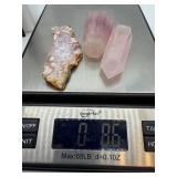 Rose Quartz Points & Quartz Geode - Natural Crystal Specimens