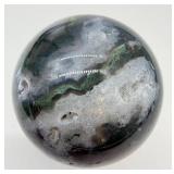 Polished Dendritic Moss Agate Sphere - Blue Gray & Green Inclusions