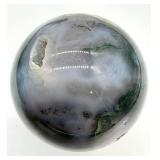 Polished Dendritic Moss Agate Sphere - Blue Gray & Green Inclusions
