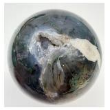 Polished Dendritic Moss Agate Sphere - Blue Gray & Green Inclusions