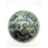 Green Moss Agate Sphere - Polished Orb with Orbicular Ring Patterns
